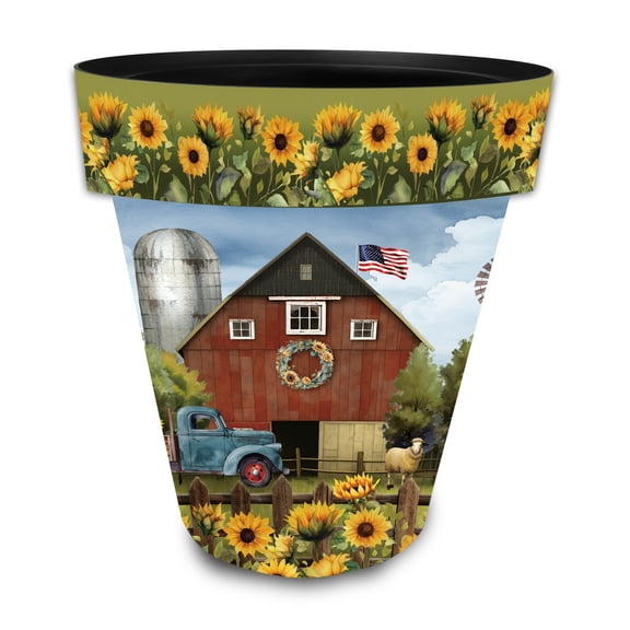 Briarwood Lane Summer Planter 14" x 15" x 15" Sunflower Barn Large For Summer Planter