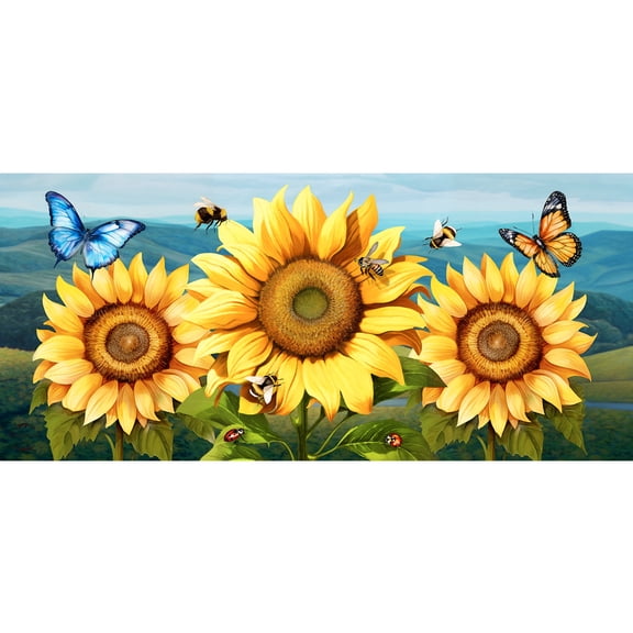 Briarwood Lane Summer Sunflower Dance Mini Mat 22x10 Indoor Outdoor For Summer Doormat