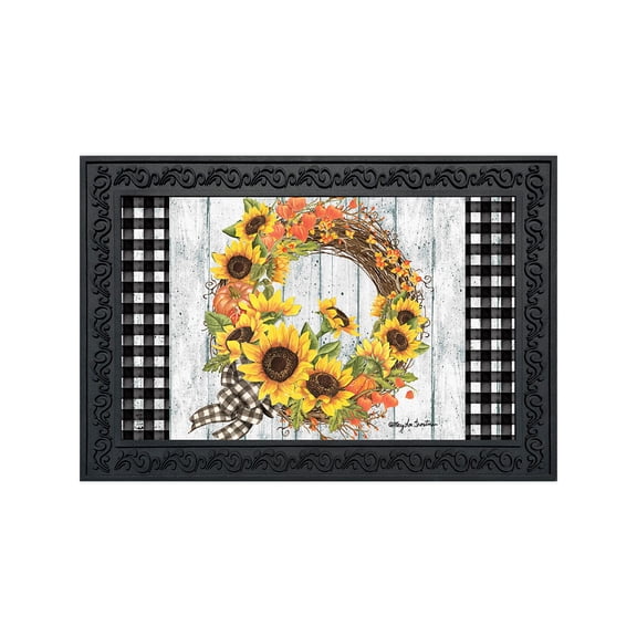 Briarwood Lane Doormat 30x18 Indoor Outdoor Sunflower Fall Wreath Welcome For Fall Doormat