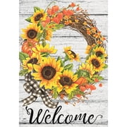 Briarwood Lane Garden Flag 12x18 For Outdoor Sunflower Fall Wreath Welcome For Fall Garden Flag Flags For Outside