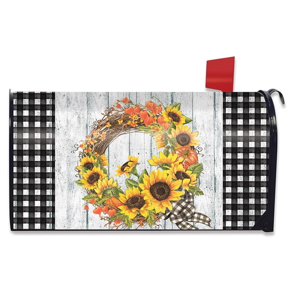Briarwood Lane Sunflower Fall Wreath Welcome Mailbox Cover