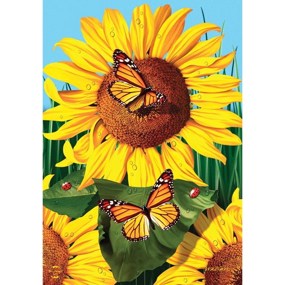Briarwood Lane House Flag 40x28 For Outdoor Sunflower Field Summer For Summer House Flag