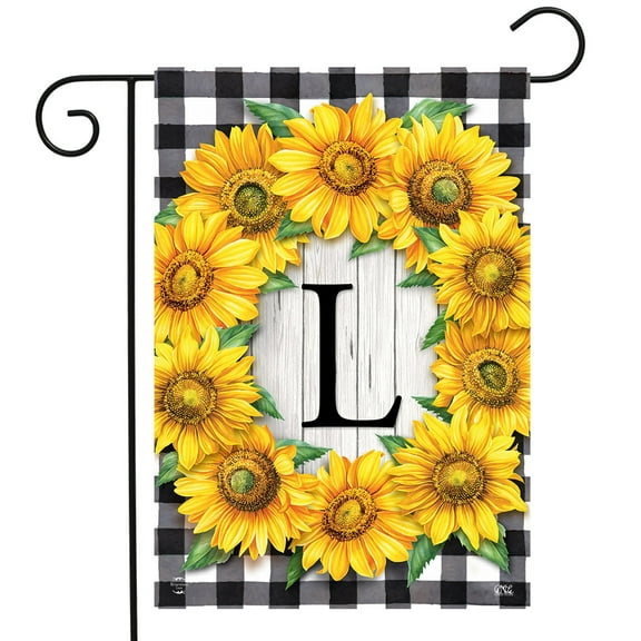 Briarwood Lane Sunflowers Monogram L Garden Flag