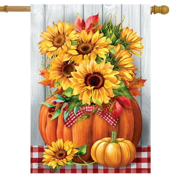 Briarwood Lane Sunflowers in Pumpkin House Flag