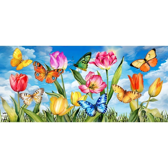 Briarwood Lane Spring Sunshine Butterflies Mini Mat 22x10 Indoor Outdoor For Spring Doormat