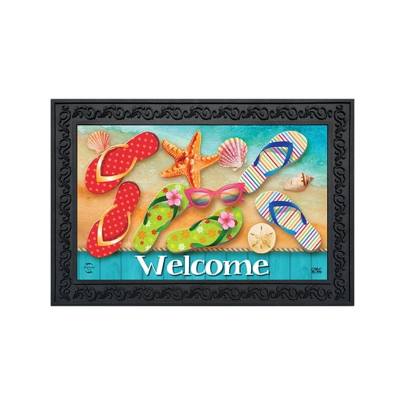 Briarwood Lane Summer Doormat 30x18 Indoor Outdoor Surfside Flip Flops For Summer Doormat