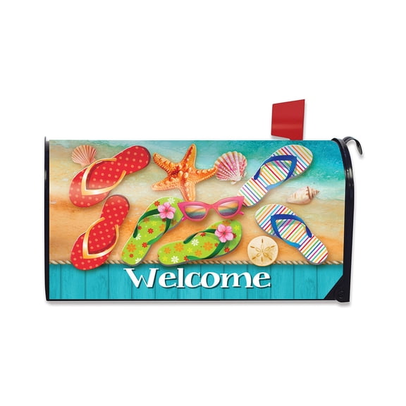 Briarwood Lane Summer Mailbox Cover  - Standard Size - Surfside Flip Flops For Summer Mailbox Cover