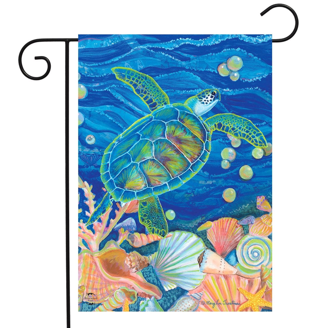 Swimming Sea Turtle Nautical Summer Garden Flag 12.5" x 18"