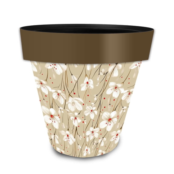Briarwood Lane Tan and Red Floral Medium Planter