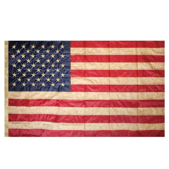 Briarwood Lane Tea Stained American Flag Embroidered Grommet Flag
