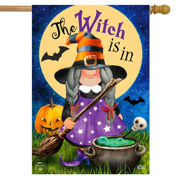 Briarwood Lane The Witch Is In Halloween House Flag