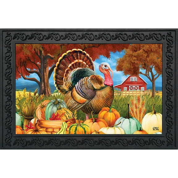 Briarwood Lane Turkey And Pumpkins Fall Doormat