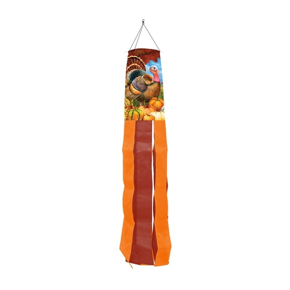 Briarwood Lane Fall Turkey and Pumpkins Windsock Wind Twister 40x6 For Fall Wind Spinner