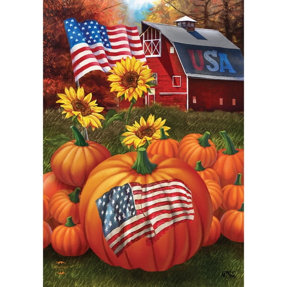 Briarwood Lane House Flag 40x28 For Outdoor USA Pumpkins Fall For Fall House Flag