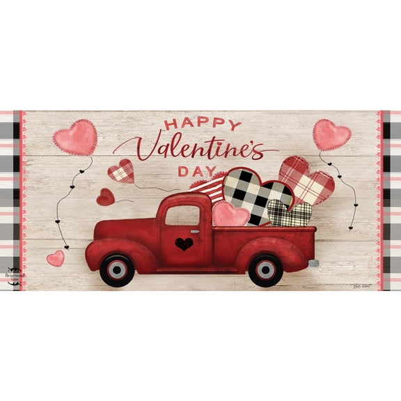 Briarwood Lane Valentine's Love Pickup Mini Mat 22x10 Indoor Outdoor For Valentine's Doormat