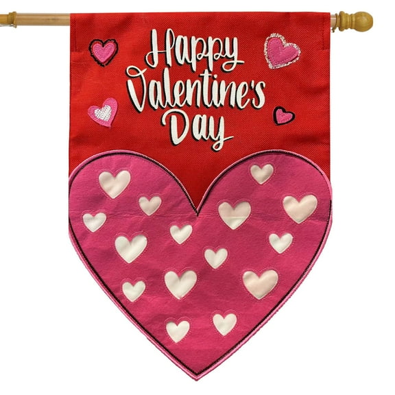 Briarwood Lane Valentines Day Heart Burlap House Flag