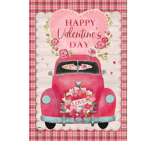 Briarwood Lane Valentine's House Flag 40x28 For Outdoor Valentines Love Pickup For Valentine's House Flag