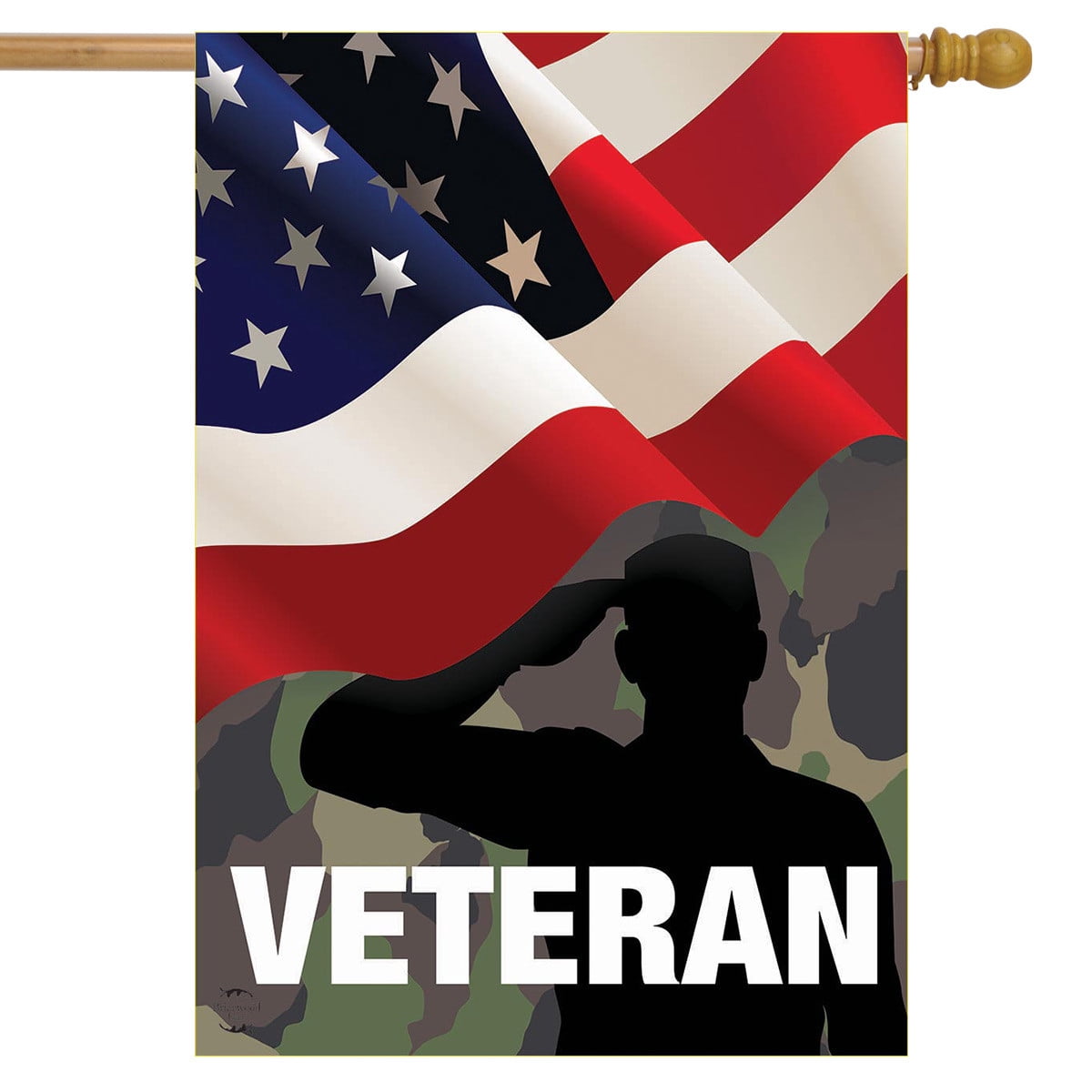 Briarwood Lane Hausflagge „Saluting Soldier“ – 101,6x71,1 Cm, Wetterfestes Polyester – Patriotische Garten- & Hausdekoration