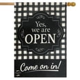 thumbnail image 1 of Briarwood Lane We Are Open Everyday Burlap House Flag, 1 of 4