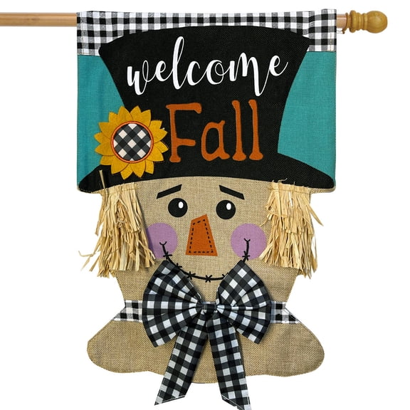 Briarwood Lane Welcome Fall Scarecrow Burlap House Flag