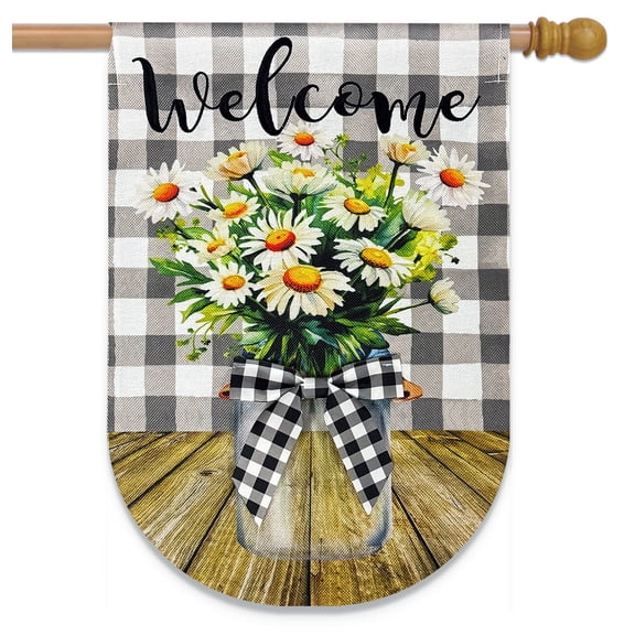 Briarwood Lane Spring Burlap House Flag 40x28 For Outdoor Welcome Farmhouse Jar For Spring House Flag