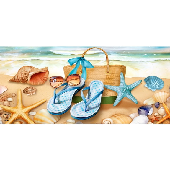 Briarwood Lane Summer Welcome To the Beach Mini Mat 22x10 Indoor Outdoor For Summer Doormat