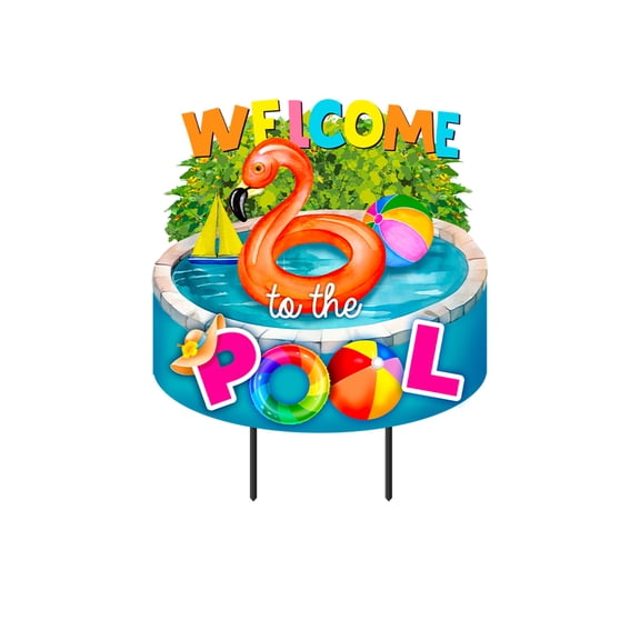 Briarwood Lane Summer Metal Art 26x18 Welcome To the Pool For Summer Metal Art