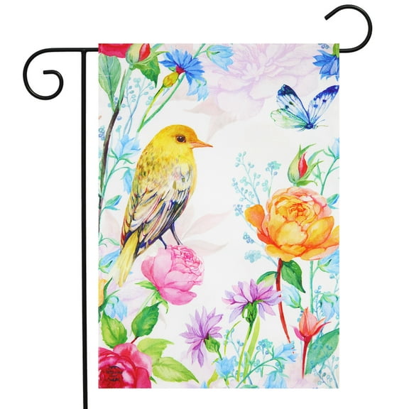 Briarwood Lane Whimsical Bird Spring Burlap Garden Flag