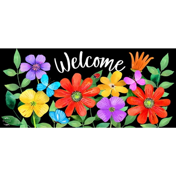 Briarwood Lane Whimsy Flowers Mini Mat 22x10 Indoor Outdoor Doormat