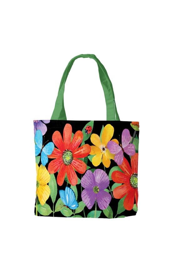 Whimsy Flowers Spring Canvas Tote Bag