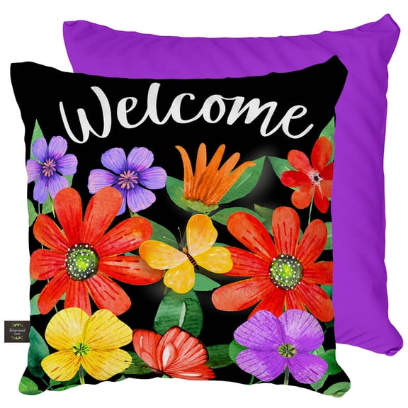 Briarwood Lane Indoor/Outdoor Pillow 17x17 Whimsy Flowers Spring Decorative For Spring Pillow