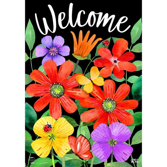 Briarwood Lane House Flag 40x28 For Outdoor Whimsy Flowers Spring For Spring House Flag