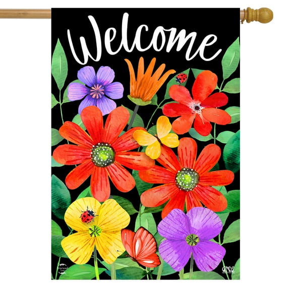 Briarwood Lane Whimsy Flowers Spring House Flag