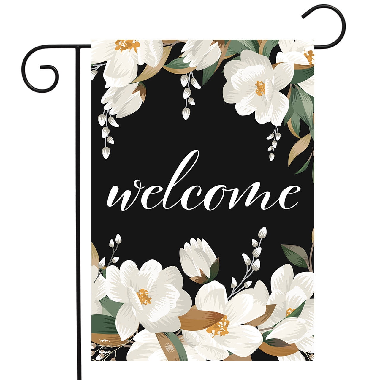 White Magnolias Welcome Spring Garden Flag 12.5" x 18" Polyester
