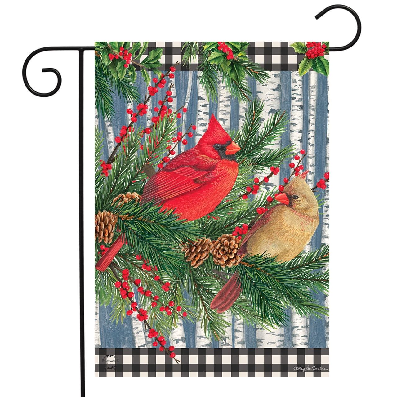 Winter Birch Tree Cardinals Polyester Garden Flag