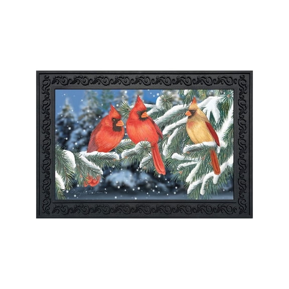 Briarwood Lane Winter Doormat 30x18 Indoor Outdoor Winter Cardinal Trio For Winter Doormat