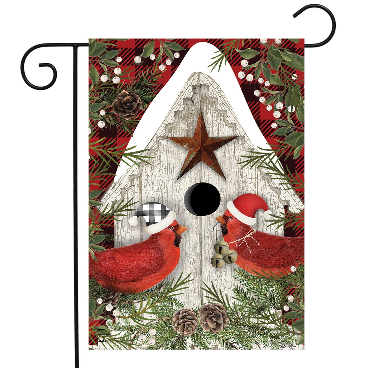 Briarwood Lane Winter Cardinals Birdhouse Christmas Garden Flag