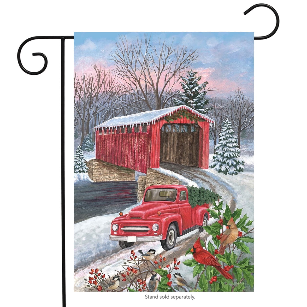 Briarwood Lane Winter Covered Bridge Seasonal Garden Flag