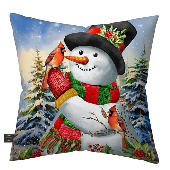 Briarwood Lane Winter Indoor/Outdoor Pillow 17x17 Winter Friends Snowman For Winter Pillow