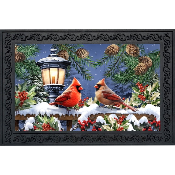 Briarwood Lane Winter Doormat 30x18 Indoor Outdoor Winter Glow Cardinals For Winter Doormat