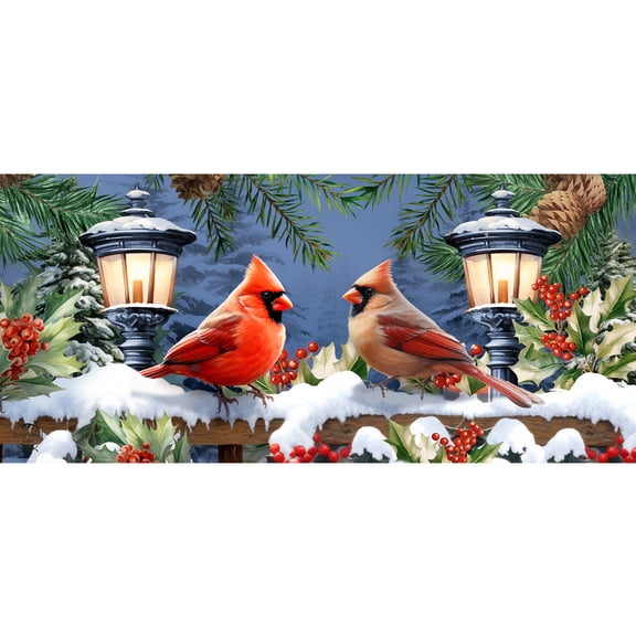 Briarwood Lane Winter Winter Glow Cardinals Mini Mat 22x10 Indoor Outdoor For Winter Doormat