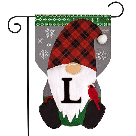 Briarwood Lane Winter Gnome Burlap Monogram Letter L Garden Flag