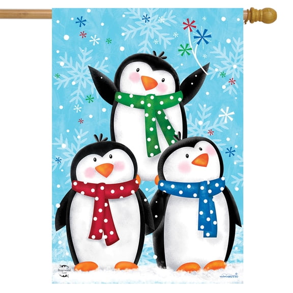 Briarwood Lane Winter Penguins House Flag