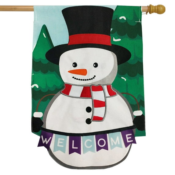 Briarwood Lane Winter Snowman Welcome Burlap House Flag
