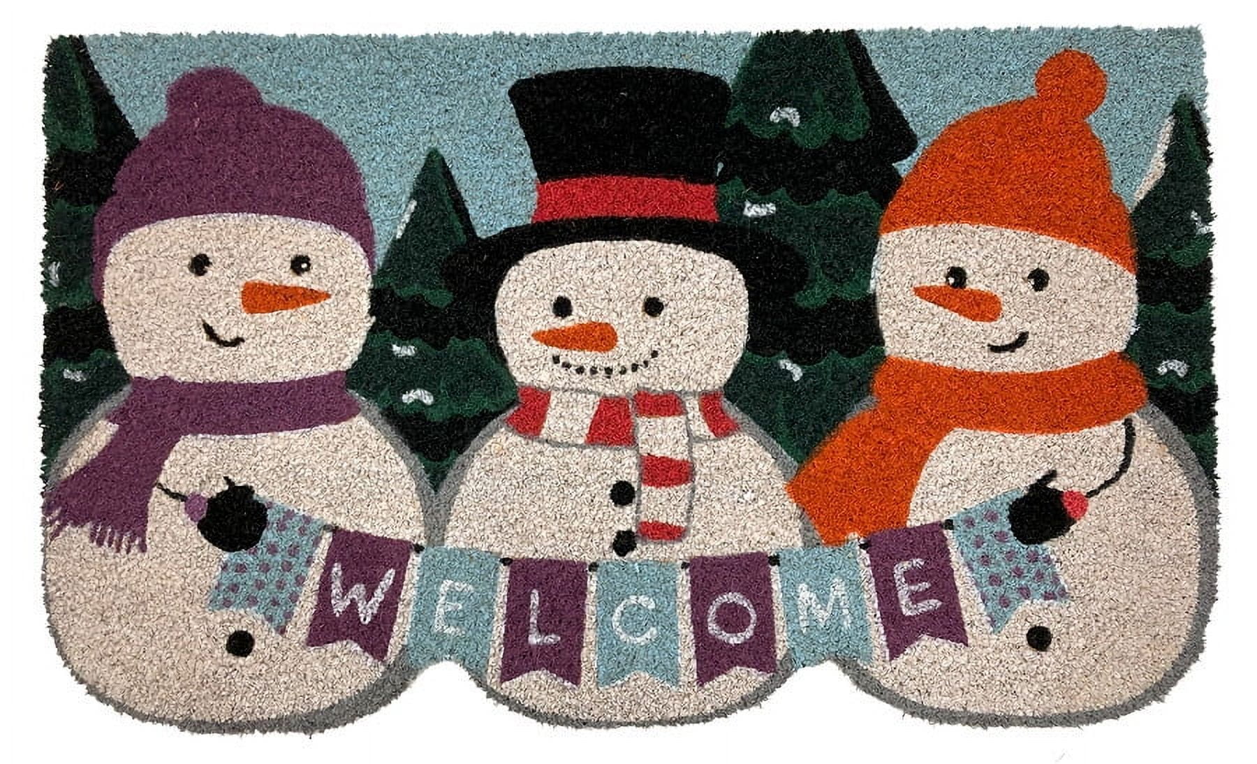 Winter Snowmen Coir Doormat with Rubber Backing 30" x 18"