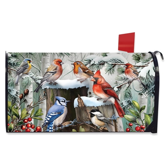 Briarwood Lane Winter Mailbox Cover - Standard Size - Winter Woodland Birds For Winter Mailbox Cover