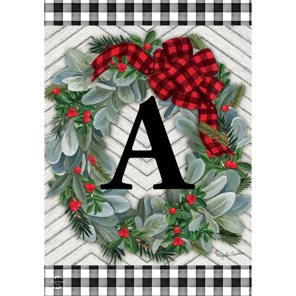 Briarwood Lane Winter Garden Flag 12x18 For Outdoor Winter Wreath Monogram Letter a For Winter Garden Flag Flags For Outside