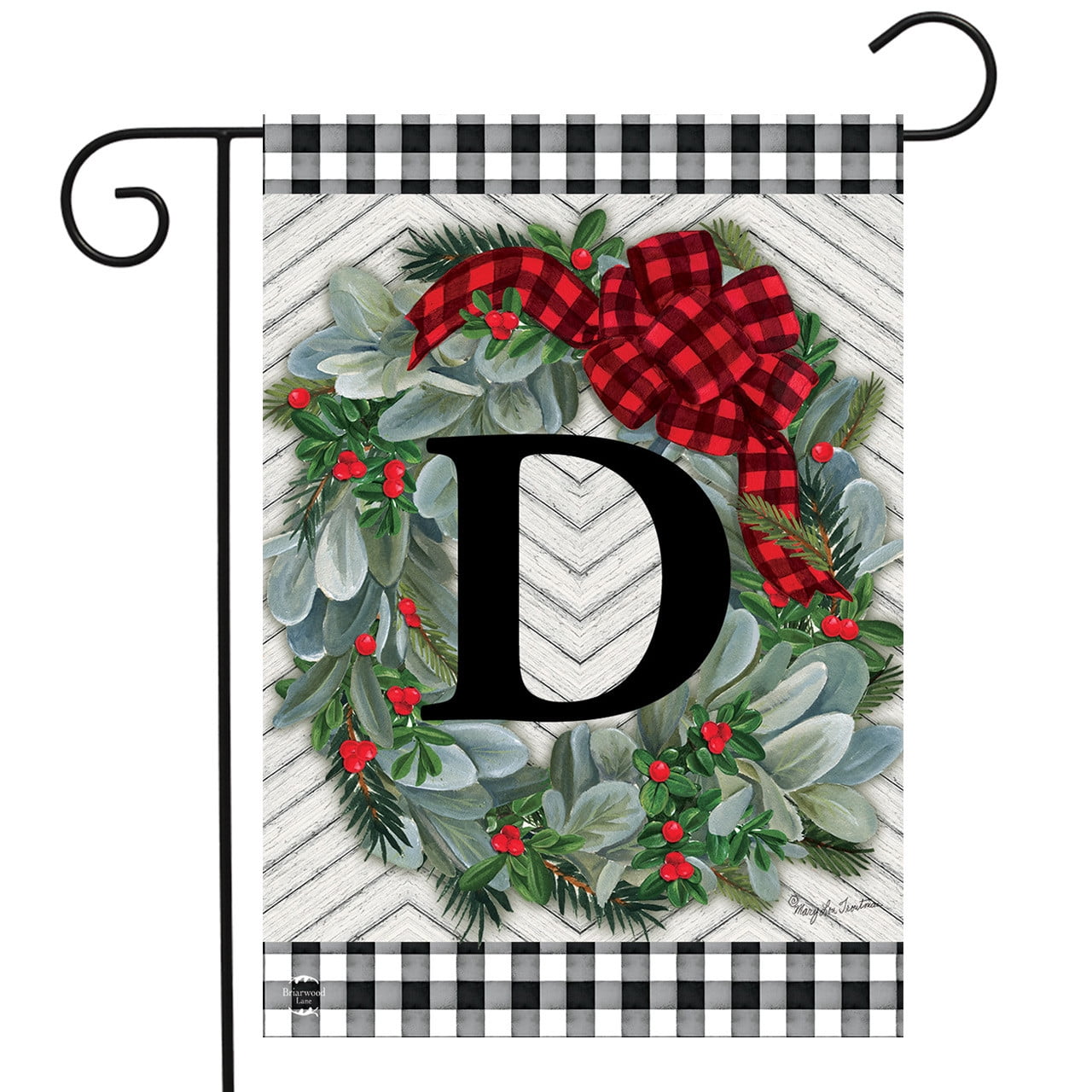 Briarwood Lane Winter Wreath Monogram Letter D Garden Flag