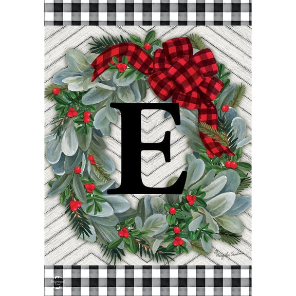 Briarwood Lane Winter Garden Flag 12x18 For Outdoor Winter Wreath Monogram Letter E For Winter Garden Flag Flags For Outside
