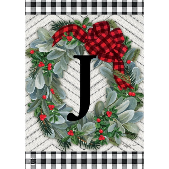 Briarwood Lane Winter Garden Flag 12x18 For Outdoor Winter Wreath Monogram Letter J For Winter Garden Flag Flags For Outside